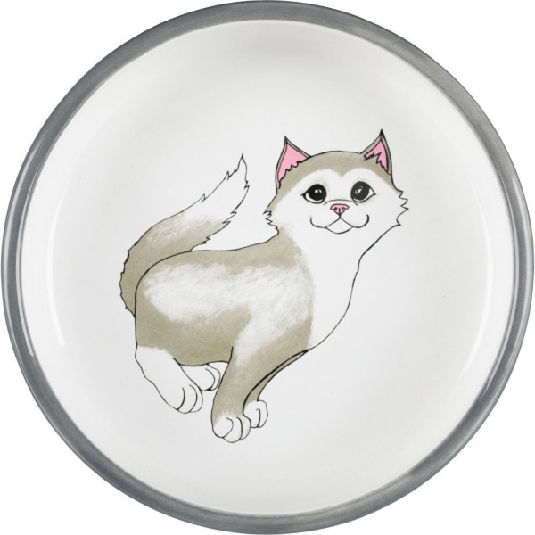 Фото - Миска для животных Trixie для кошек короткомордых пород серая/белая 15 см 300 мл (4011905247847)