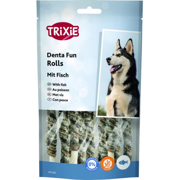 Фото - Ласощі для собак Trixie Denta Fun Роли жувальні натуральна шкіра 12 см 75 г 10 шт/уп (4011905313870)