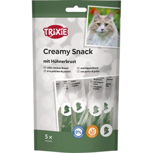 Фото - Ласощі для котів Trixie Creamy Snacks з куркою 5 шт. 14 г (4011905426815)