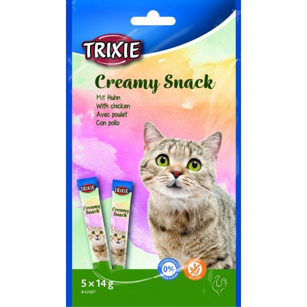 Фото - Ласощі для котів Trixie Creamy Snacks з куркою 5 шт. 14 г (4011905426815)