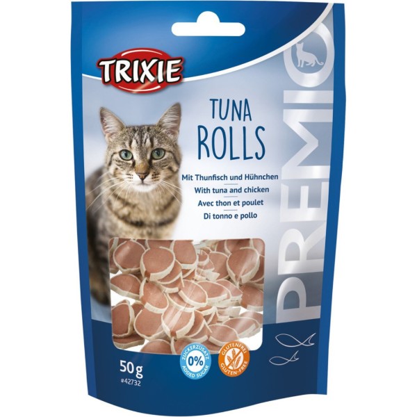 Фото - Ласощі для котів Trixie Premio Tuna Rolls шматочки з тунцем та куркою 50 г (4011905427324)