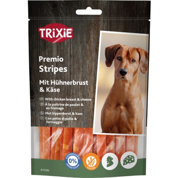 Фото - Ласощі для собак Trixie Premio Chicken Cheese Stripes з куркою та сиром 100 г (4011905315867)
