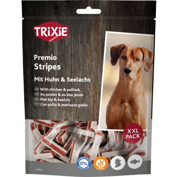 Фото - Ласощі для собак Trixie Premio Fish Chicken Stripes XXL курка та лосось 300 г (4011905318035) Фото - Ласощі для собак Trixie Premio Fish Chicken Stripes XXL курка та лосось 300 г (4011905318035)