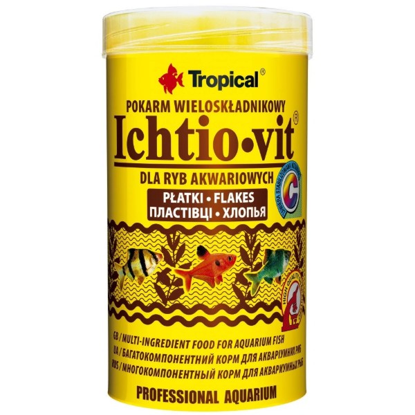 Фото - Корм для рыб Tropical Ichtio-Vit для всех аквариумных хлопьев 100 г (5900469770054)