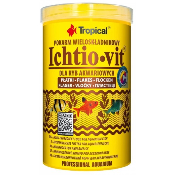 Фото - Корм для рыб Tropical Ichtio-Vit для всех аквариумных хлопьев 200 г (5900469770061)