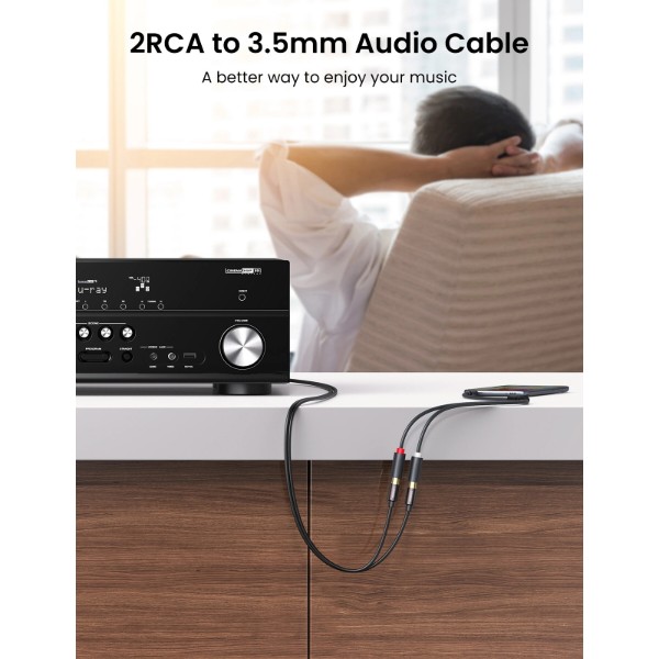 Фото - Кабель 3.5 мм - 3.5 мм UGREEN AV109 3.5mm Male to 2RCA Female Cable 25cm Gray (10547)