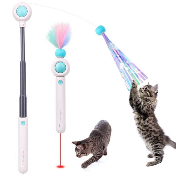 Фото - Інтерактивна іграшка для котів Petgravity висувна вудочка з лазером Блакитна (PG-CT053B)