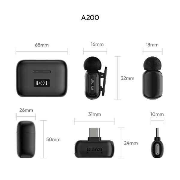 Фото - Микрофонная система Ulanzi A200 Mini Mic, dual-mic Type-C Black (A046)