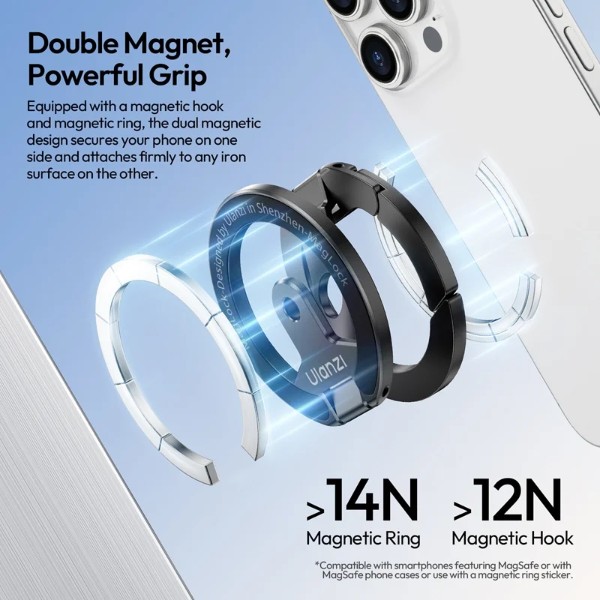 Фото - Підставка для мобільного пристрою Ulanzi MA02 MagLock Dual Magnetic Phone Stand Black (M067)
