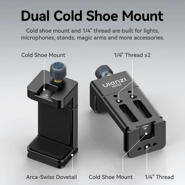 Фото - Підставка для мобільного пристрою Ulanzi MA33 Phone Holder Black (M022)