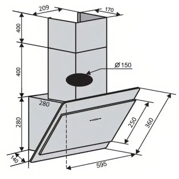 Фото - Витяжка декоративна Ventolux VIENNA 60 WH (800) TC MS