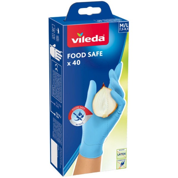 Фото - Перчатки нитриловые Vileda Food Safe 40 шт. размер M/L (4023103235366) Фото - Перчатки нитриловые Vileda Food Safe 40 шт. размер M/L (4023103235366)