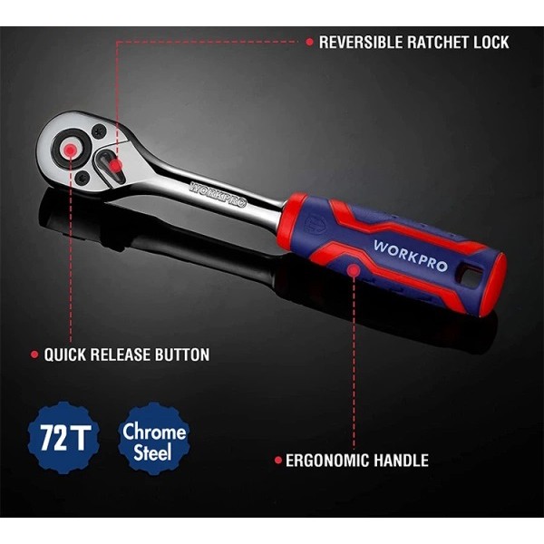 Фото - Ключ-трiскачка WORKPRO 1/4" 72Т CR-V PRO (WP271010