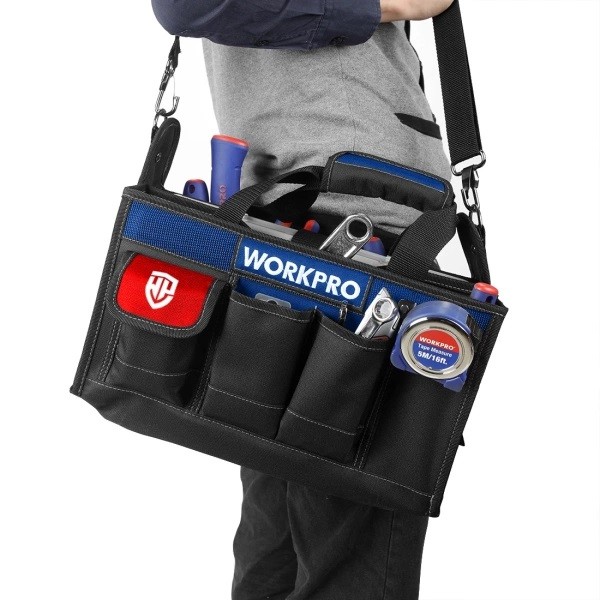 Фото - Сумка для інструментів WORKPRO 390x220x290 мм + органайзер 14 карманів PRO (WP281006)