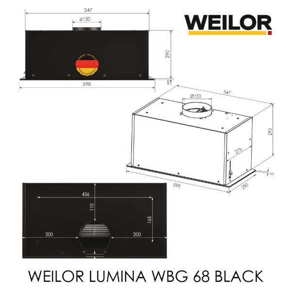 Фото - Вытяжка встраиваемая Weilor LUMINA WBG 68 BLACK