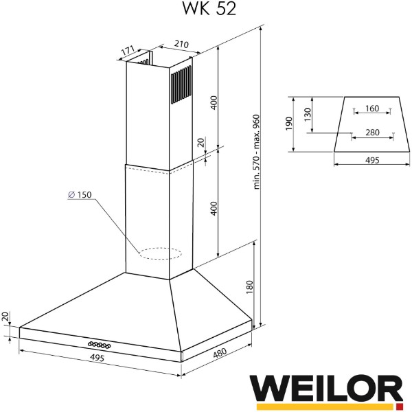 Фото - Витяжка декоративна Weilor WK 52 SS