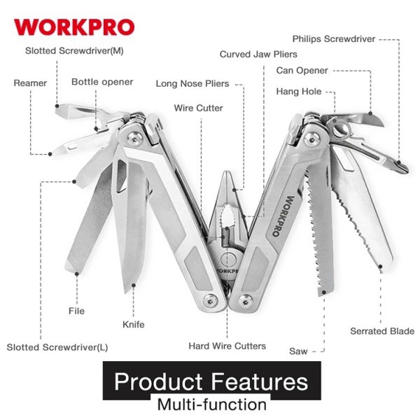 Фото - Мультитул WORKPRO 16-в-1 PRO PLUS (WP382008)