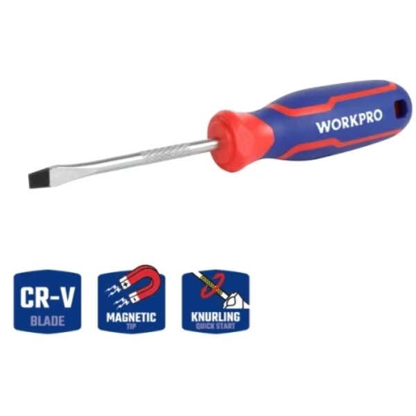 Фото - Отвертка WORKPRO SL8X150мм CR-V PRO (WP221022)