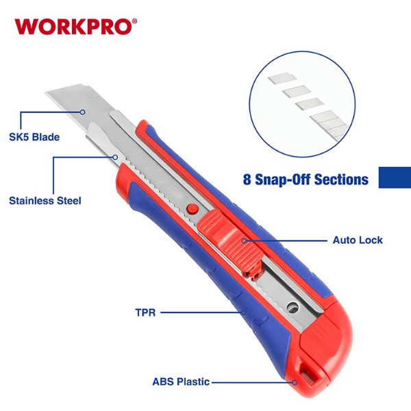 Фото - Нож строительный WORKPRO 18 мм PRO (WP212009)