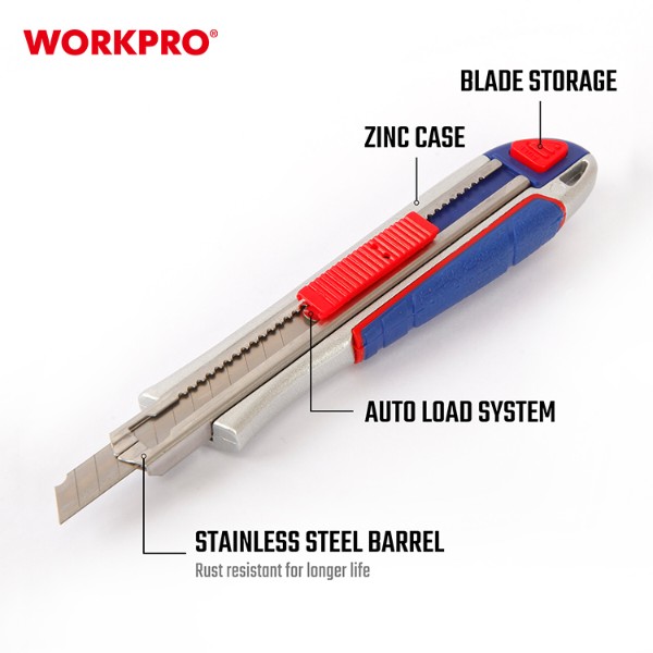 Фото - Нож строительный WORKPRO 18 мм PRO PLUS (WP212017)