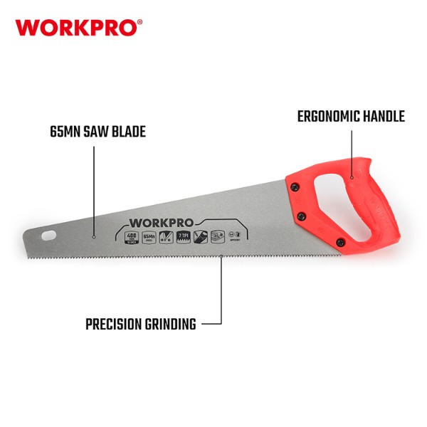 Фото - Ножовка WORKPRO 400 мм 7TPI DYI (WP215001)