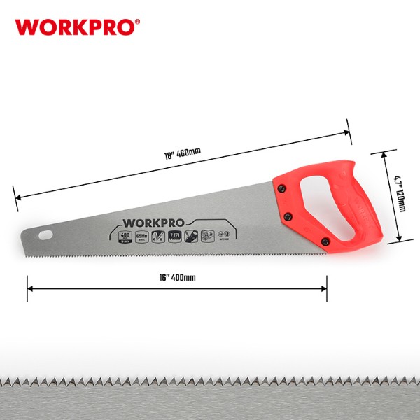 Фото - Ножовка WORKPRO 400 мм 7TPI DYI (WP215001)