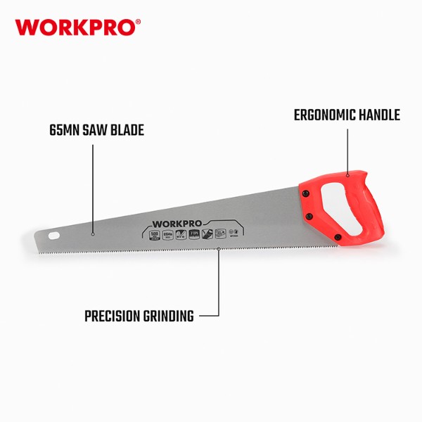 Фото - Ножовка WORKPRO 500 мм 7TPI DYI (WP215003)
