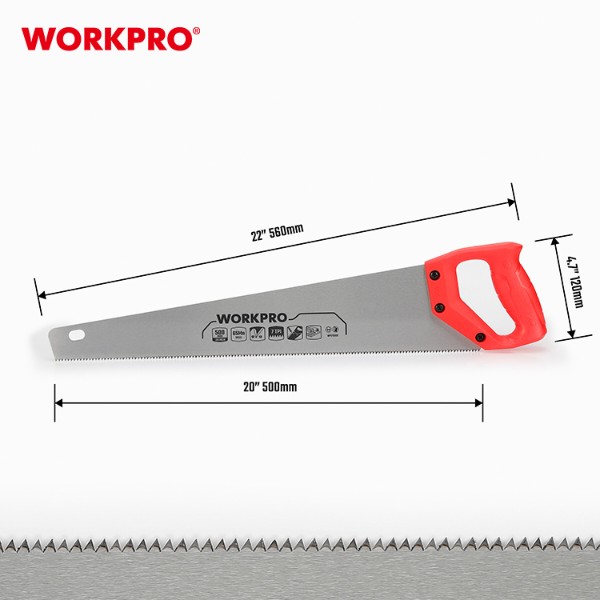 Фото - Ножовка WORKPRO 500 мм 7TPI DYI (WP215003)