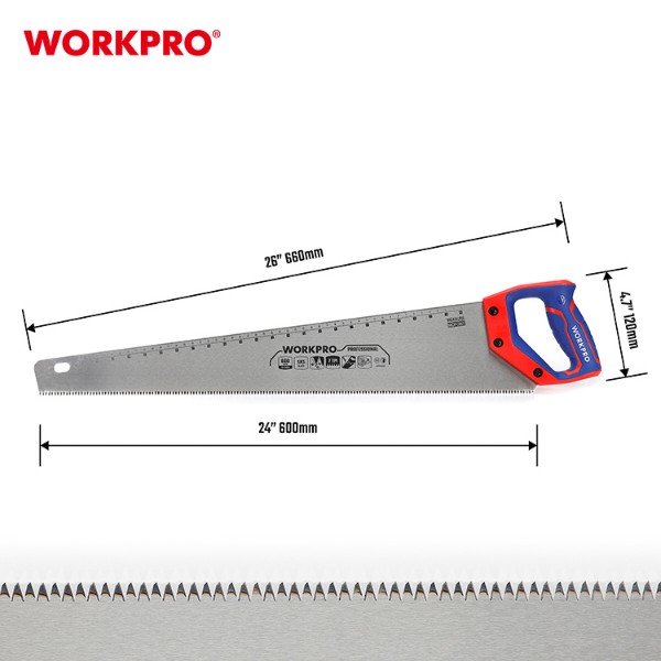 Фото - Ножовка WORKPRO 600 мм 7TPI SK5 PRO (WP215009)