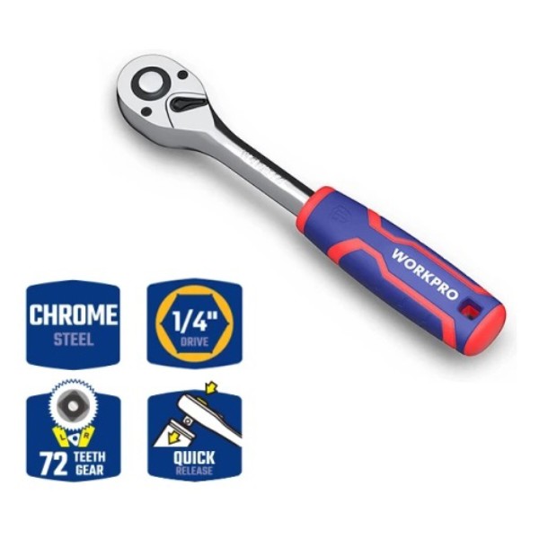 Фото - Ключ-трiскачка WORKPRO 1/4" 72Т CR-V PRO (WP271010