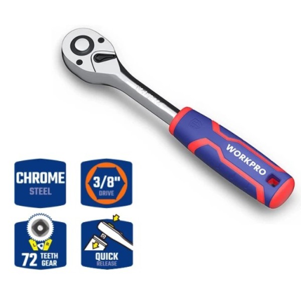 Фото - Ключ-трiскачка WORKPRO 3/8" 72Т CR-V PRO (WP271011)