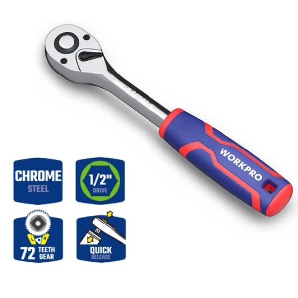 Фото - Ключ-трiскачка WORKPRO 1/2" 72Т CR-V PRO (WP271012)