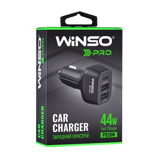 Фото - Автомобільний зарядний пристрій Winso PRO 44W USB-C+2xUSB-A (222044)