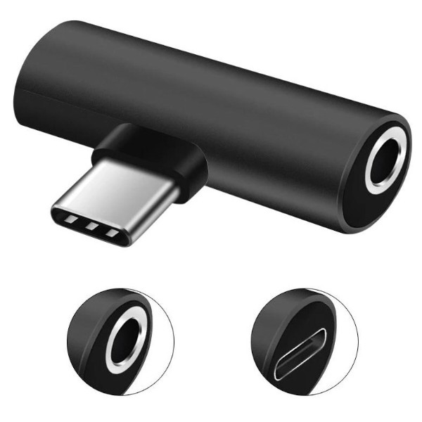 Фото - Перехідник аудіо XOKO USB Type-C - AUX mini jack 3.5 мм 2 в 1 Black (AC-205-BK)