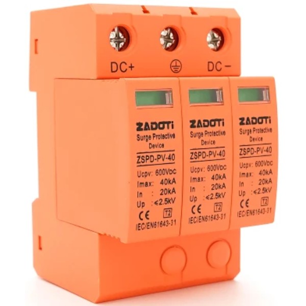Фото - Автомат захисту від сплесків напруги ZADOTI LKTD2 - 40F (ZSPD-PV-40-600V-3P)