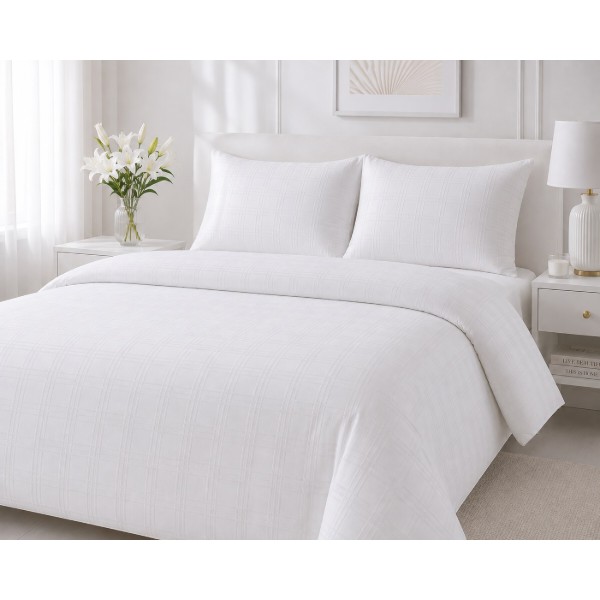 Фото - Комплект постельного белья Zastelli White/квадраты Кристалл Жаккард 2х150х215 Белый (15340)