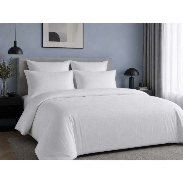 Фото - Комплект постельного белья Zastelli White/квадраты Кристалл Жаккард 2х150х215 Белый (15340)