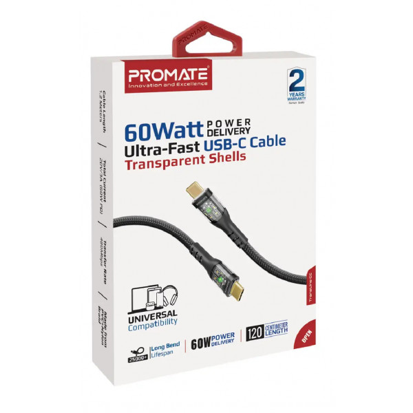 Фото - Кабель Promate Type-C - USB Type-C (Transline-cc.Black)