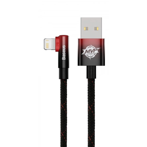 Фото - Кабель синхронізації даних Baseus MVP 2 Elbow-shaped USB to Lightning 2.4A 2 m Black/Red (CAVP000120)