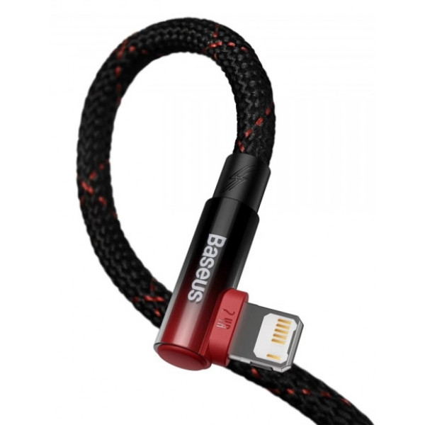 Фото - Кабель синхронізації даних Baseus MVP 2 Elbow-shaped USB to Lightning 2.4A 2 m Black/Red (CAVP000120)