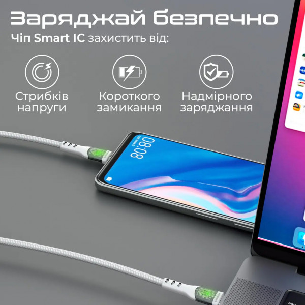 Фото - Кабель Promate Type-C - USB Type-C (Transline-cc.White)