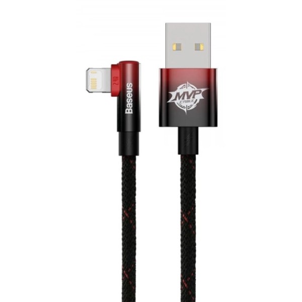 Фото - Кабель Baseus MVP 2 Elbow-shaped USB to Lightning 2.4A 1m Black+Red (CAVP000020)