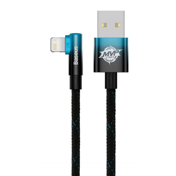 Фото - Кабель синхронізації даних Baseus MVP 2 Elbow-shaped USB to Lightning 2.4A 1m Black+Blue (CAVP000021)