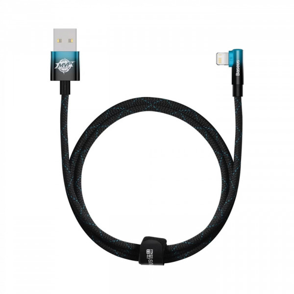 Фото - Кабель синхронізації даних Baseus MVP 2 Elbow-shaped USB to Lightning 2.4A 1m Black+Blue (CAVP000021)
