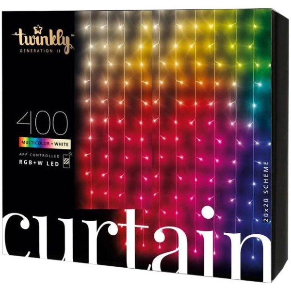 Фото - Гирлянда-штора Twinkly Smart LED Curtain RGBW 400 Gen II IP44 1.45 х 2.1м кабель прозрачный (TWW400SPP-TEU)