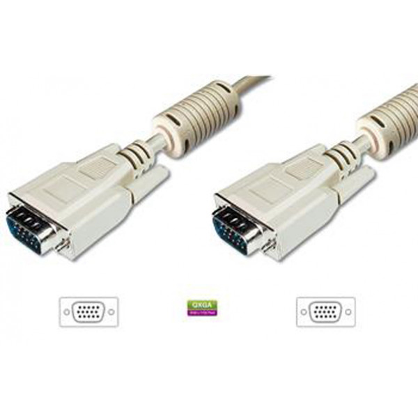 Фото - Кабель VGA Assmann VGA (HDDB15M/M) 1.8m Ferrite Beige (AK-310103-018-E)