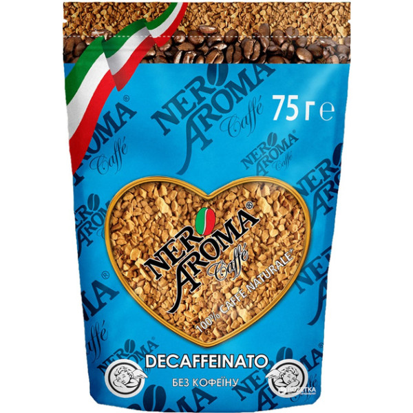 Фото - Кава розчинна Nero Aroma Decaffeinato 75 г (4820093480581) Фото - Кава розчинна Nero Aroma Decaffeinato 75 г (4820093480581)