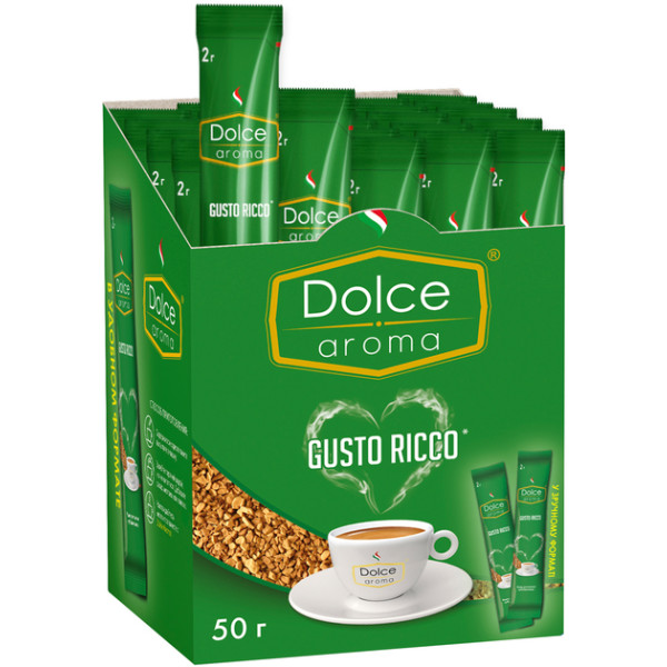 Фото - Кава розчинна Dolce Aroma Gusto Ricco стік 2 г упаковка по 25 шт. в уп. (4820093481502)