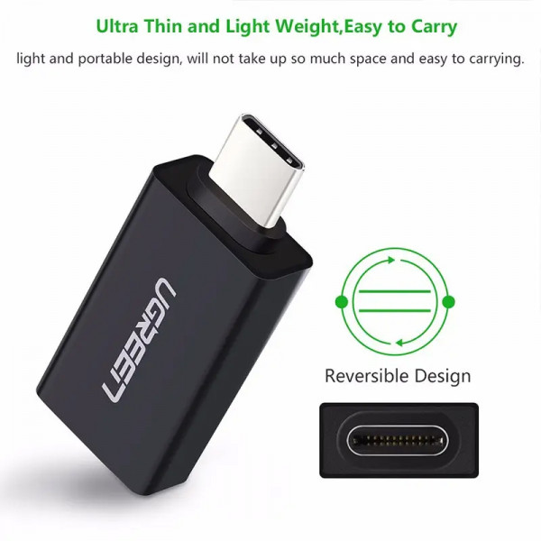 Фото - Переходник UGREEN US173 USB Type-C to USB 3.0 Female OTG Adapter Black (20808)