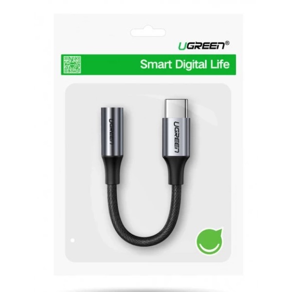 Фото - Перехідник аудіо UGREEN AV161 USB Type-C Male to 3.5mm Female 10cm Space Gray (80154)